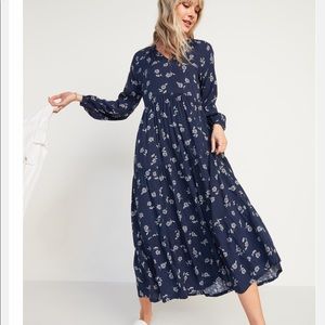Old Navy - Floral-Print Textured-Dobby Midi Swing Dress for Women